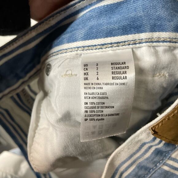 American Eagle Blue Striped Mom Jean NWT 2 - Picture 6 of 6
